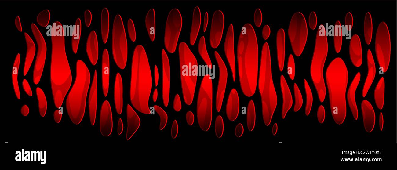 Rote und schwarze viskose Flüssigkeit in gestreckter Form. Stock Vektor