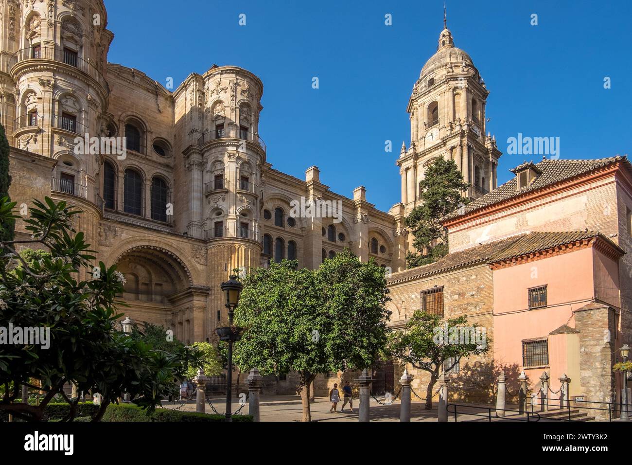 Haupteingang der Kathedrale im Stadtzentrum von Malaga, Spanien Stockfoto