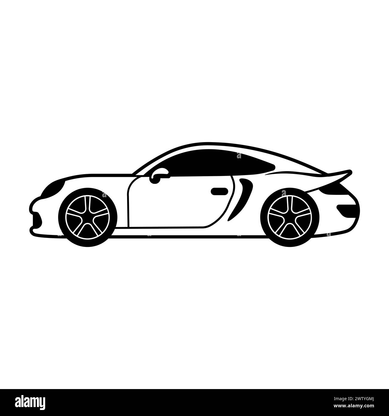 Schwarzes Vektor-Symbol für Sportwagen auf weißem Hintergrund Stock Vektor