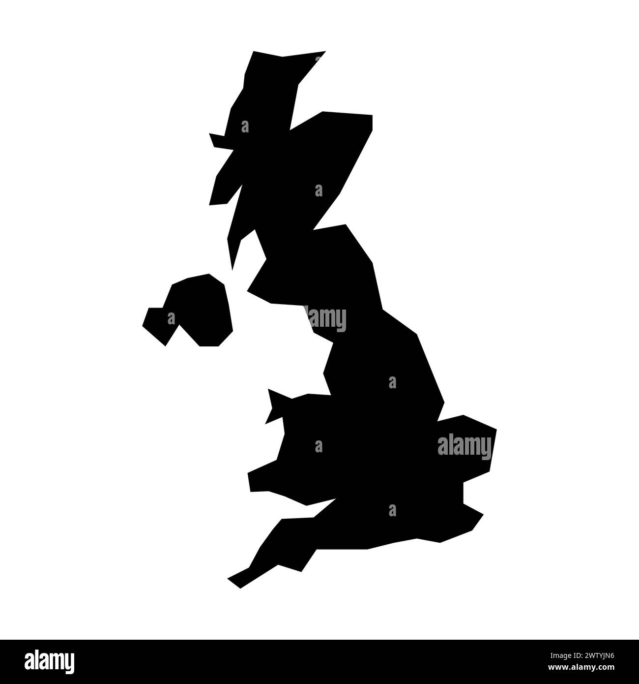 Schwarze Vektor-UK-Karte auf weißem Hintergrund Stock Vektor