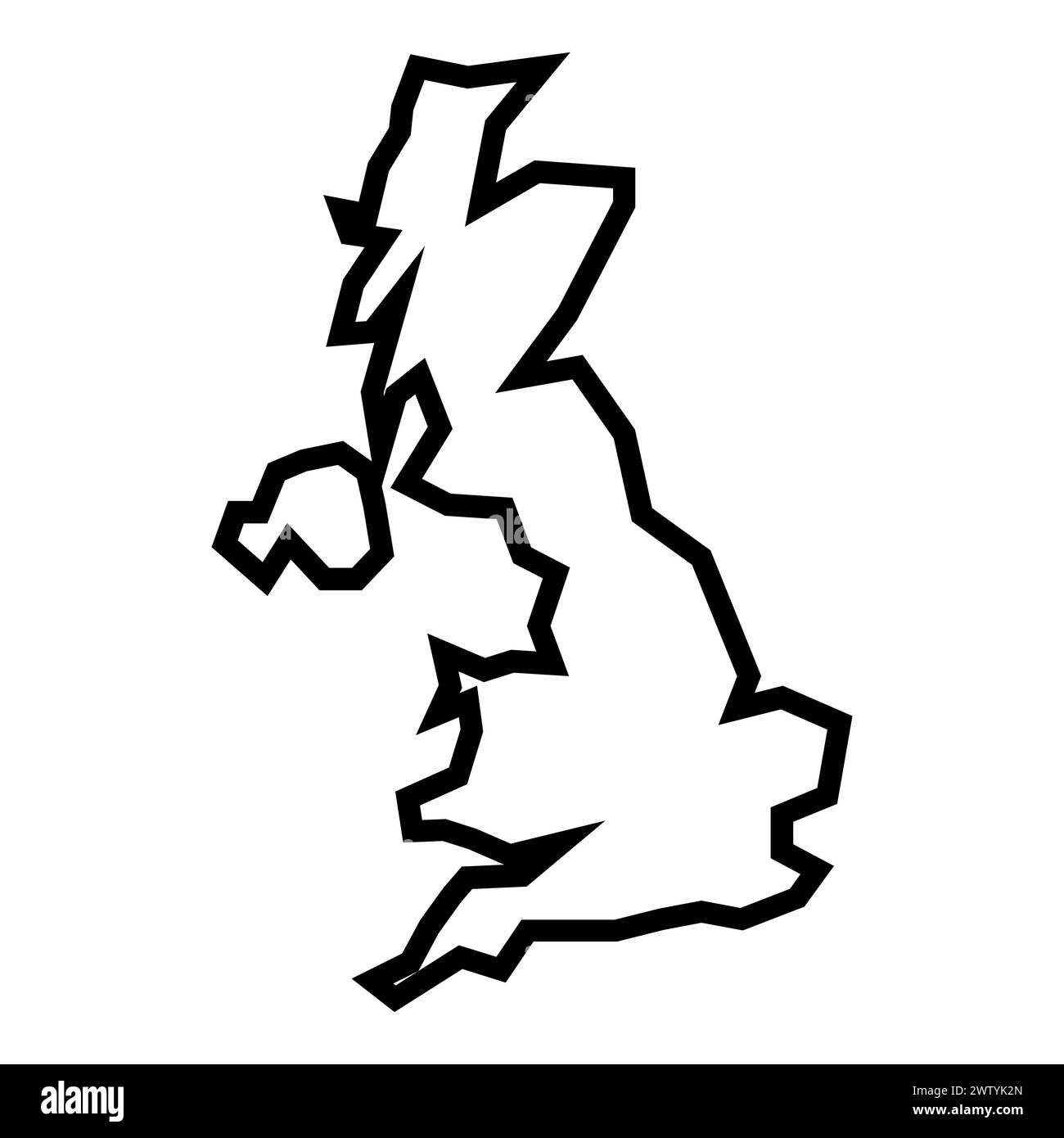 Schwarze Vektor-UK-Umrisskarte auf weißem Hintergrund Stock Vektor