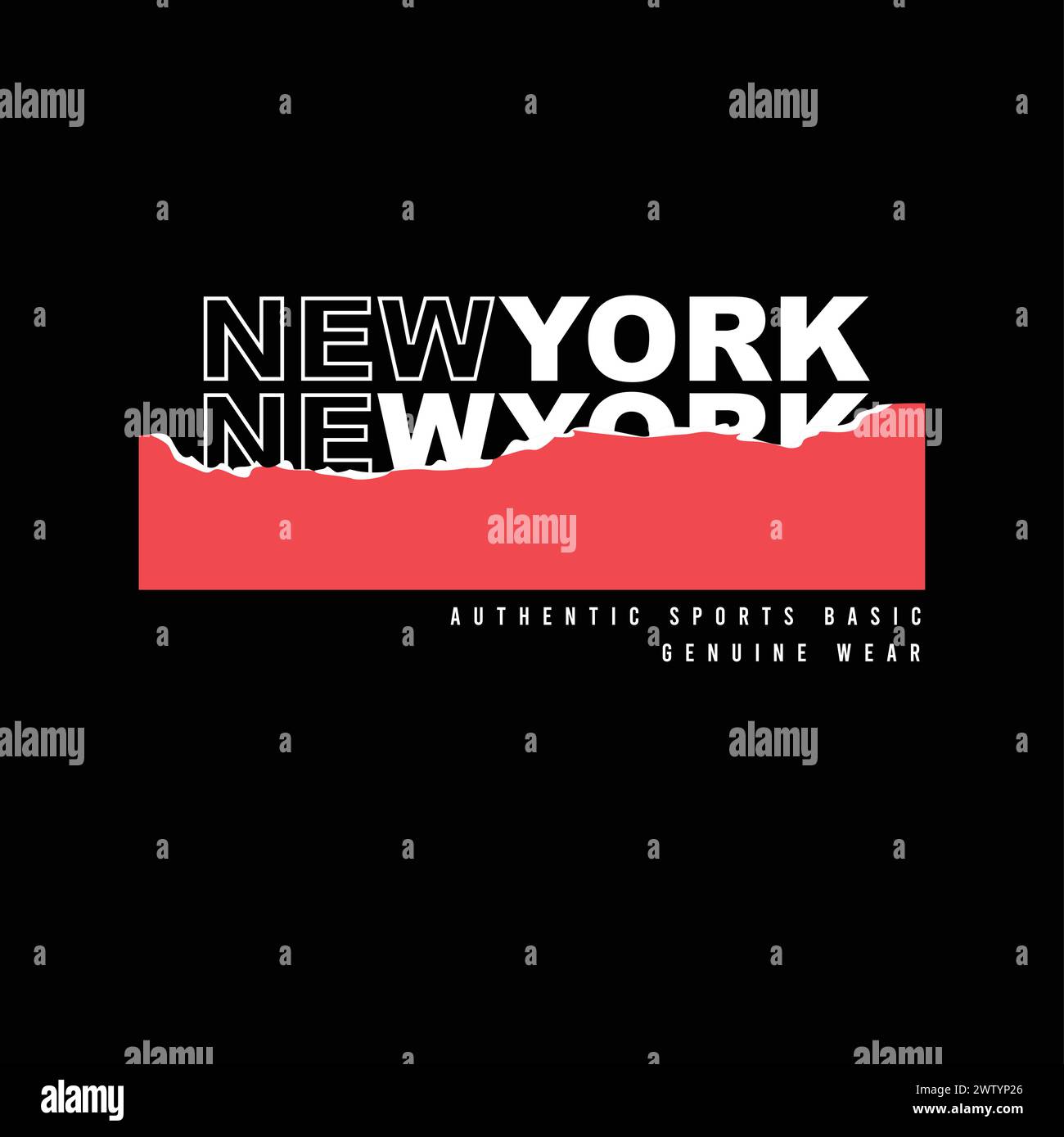 New York zerrissene Papier Typographie Poster Grafik T Shirt Druck Design Vektor Stock Vektor