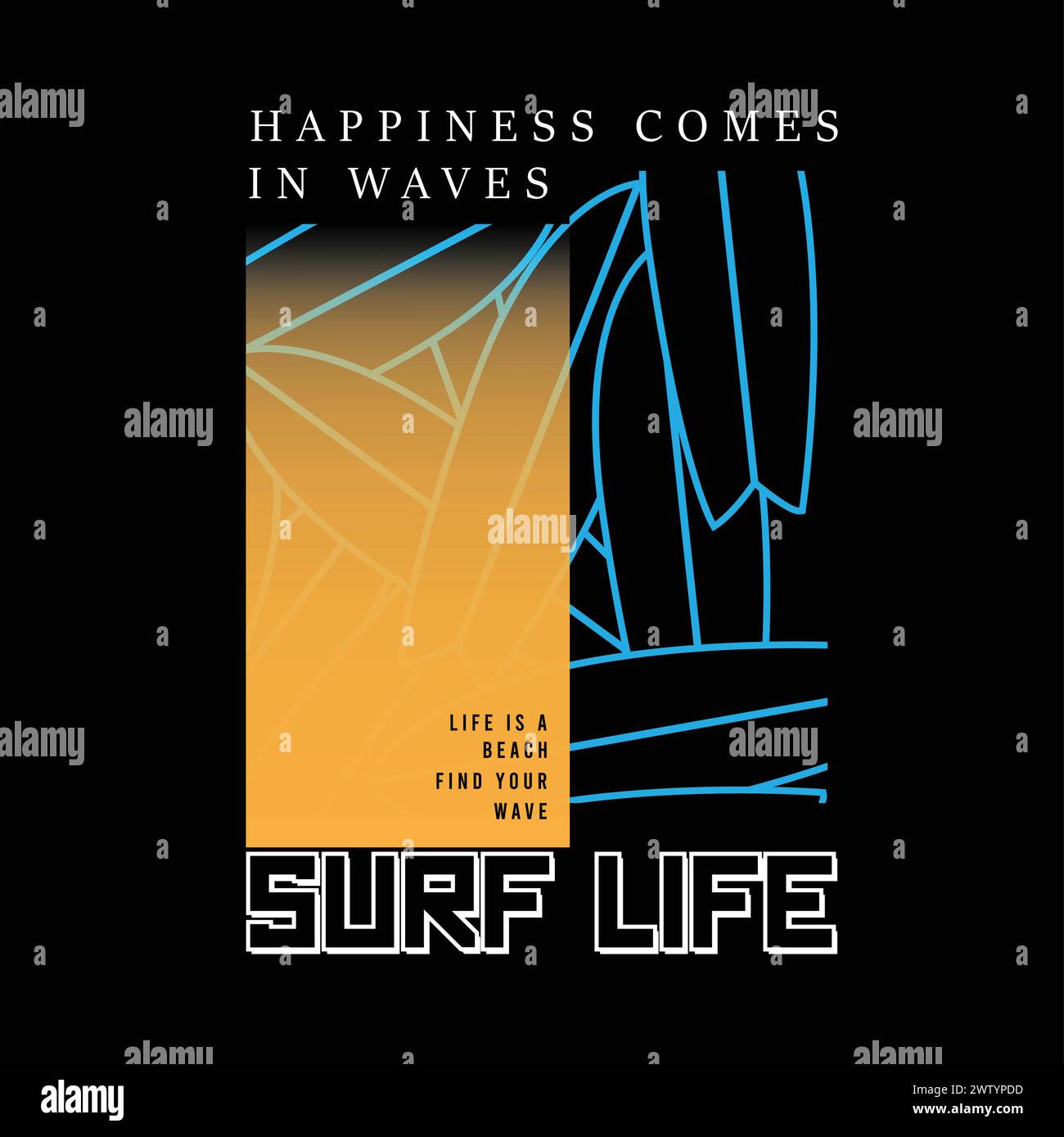 Surf Grafik Surf Life Gradient Surfbrett Typografisches Poster Grafik T Shirt Print Design Vektor Stock Vektor