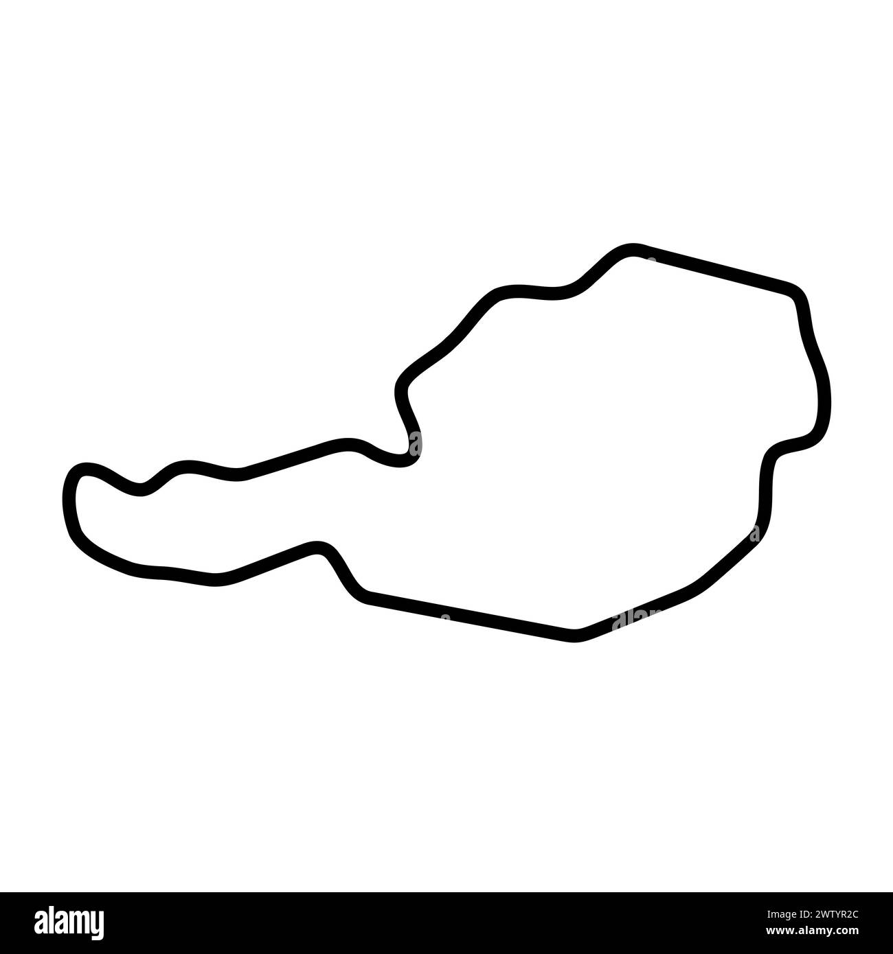 Vereinfachte Karte für Österreich. Dicke schwarze Kontur. Einfaches Vektorsymbol Stock Vektor