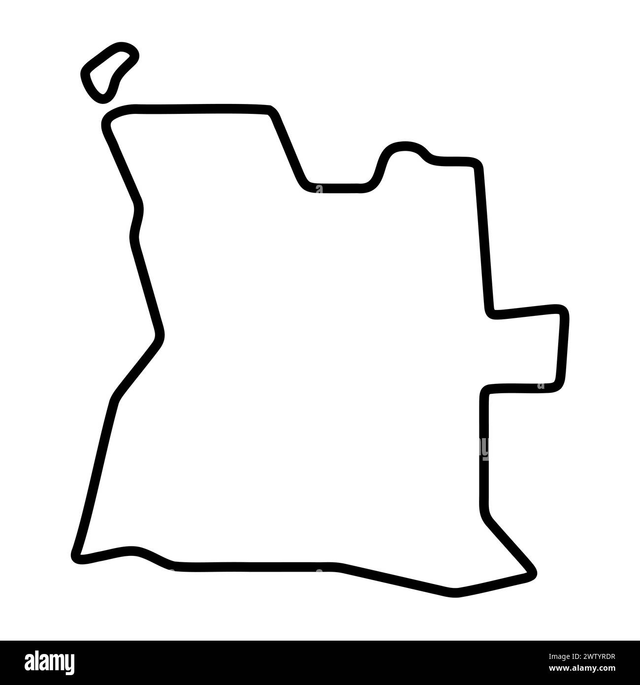 Vereinfachte Landkarte für Angola. Dicke schwarze Kontur. Einfaches Vektorsymbol Stock Vektor