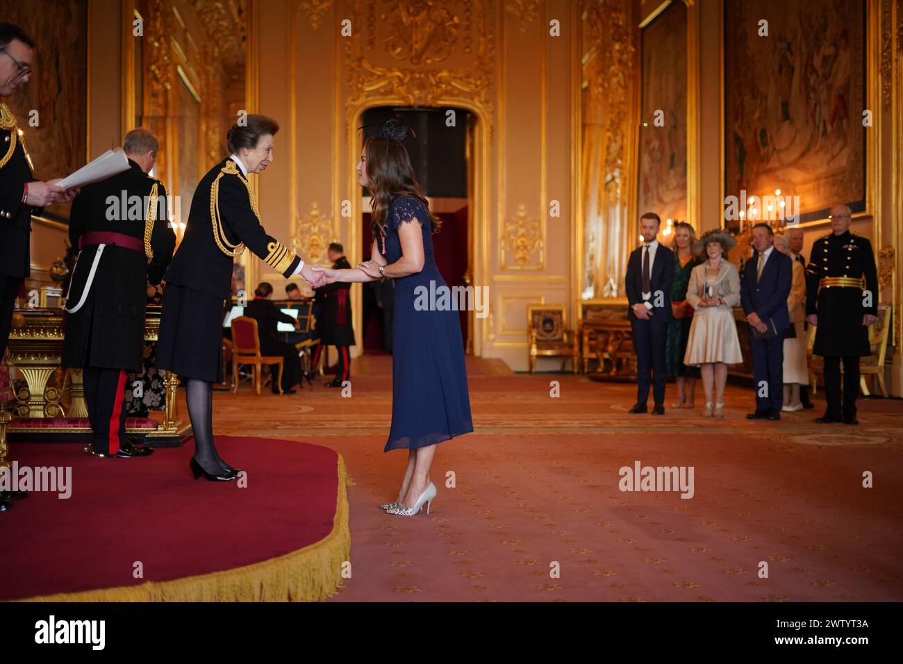 Madeleine Hinch (Maddie Hinch) aus Maidenhead wird von der Prinzessin Royal auf Windsor Castle zum Offizier des Order of the British Empire ernannt. Die Ehre würdigt die Verdienste um Hockey. Bilddatum: Mittwoch, 20. März 2024. Stockfoto