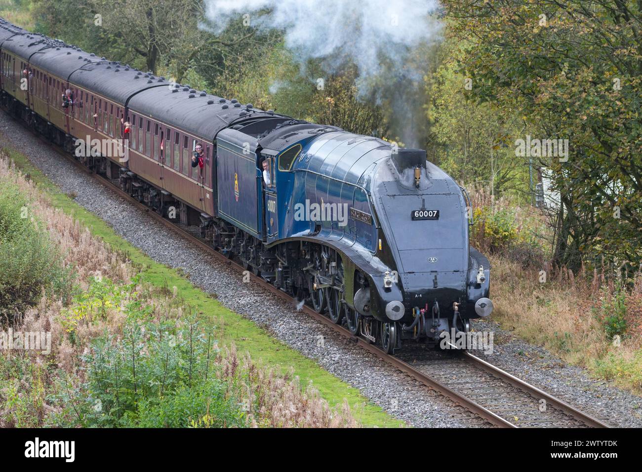 Sir Nigel Gresley, Dampfzug auf der East Lancs Railway Stockfoto