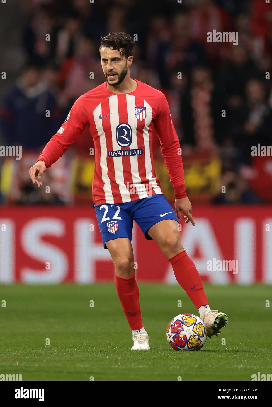 Madrid, Spanien. März 2024. Mario Hermoso von Atletico Madrid während des Spiels der UEFA Champions League in Estadio Metropolitano, Madrid. Der Bildnachweis sollte lauten: Jonathan Moscrop/Sportimage Credit: Sportimage Ltd/Alamy Live News Stockfoto