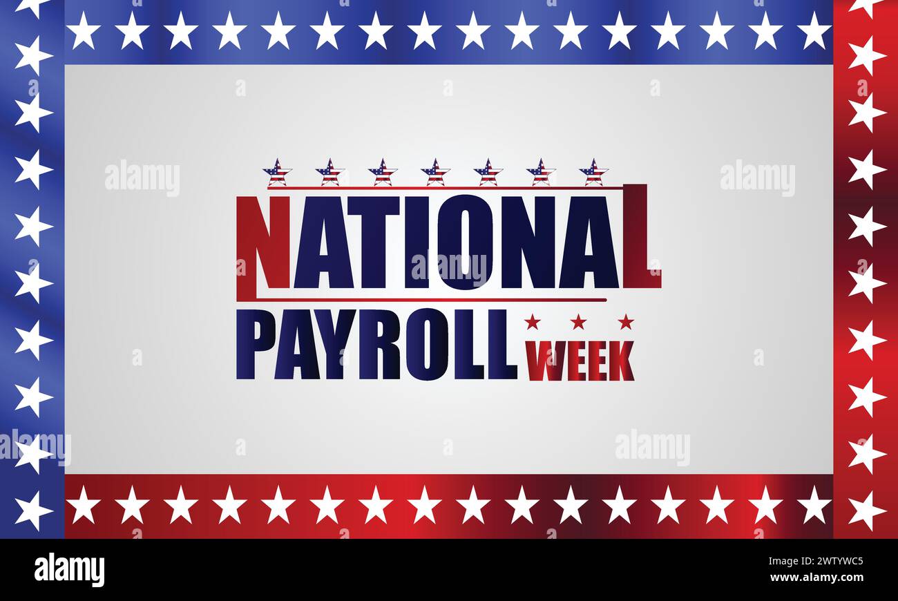 National Payroll Weektext mit Illustration der us-Flagge Stock Vektor