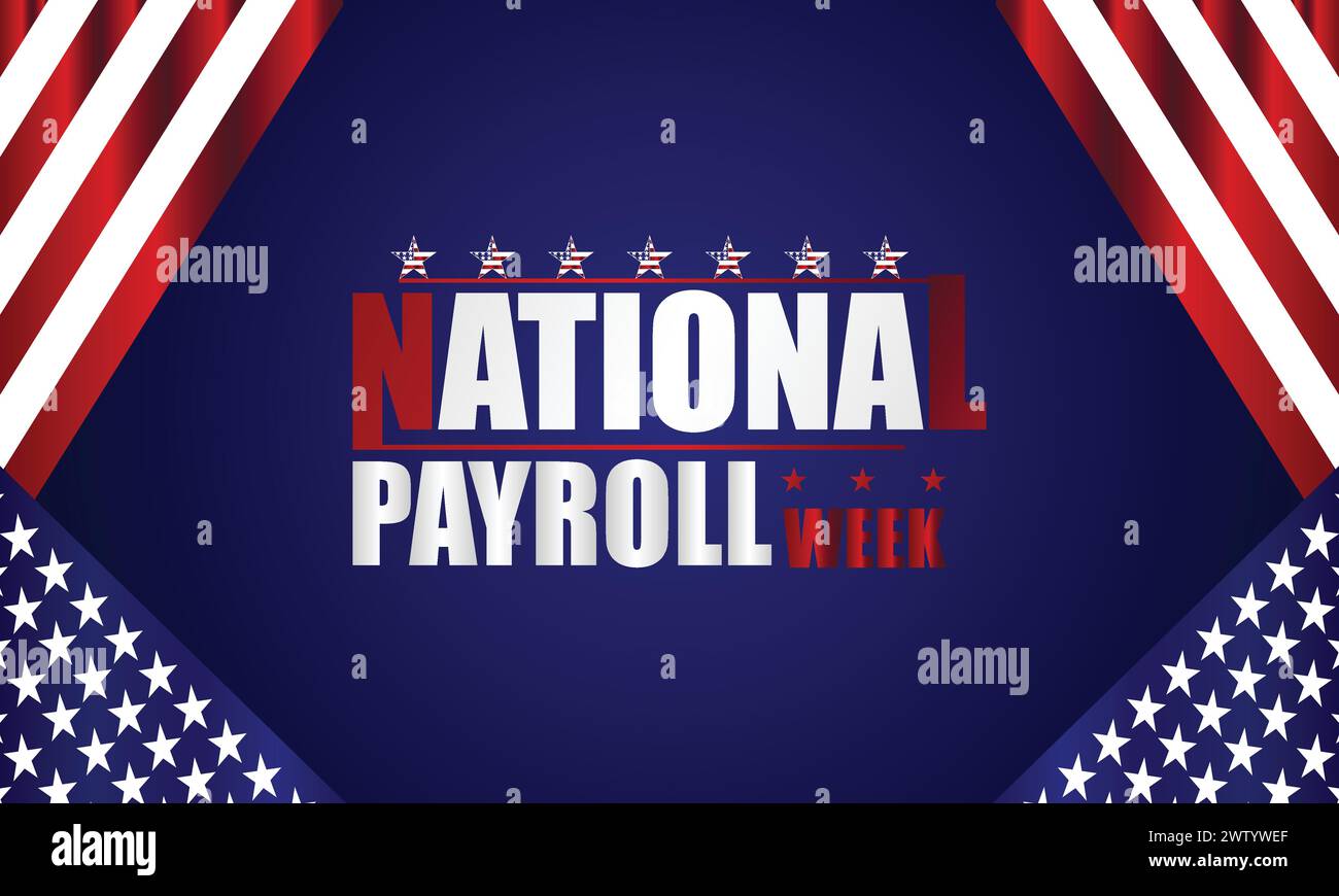 National Payroll Weektext mit Illustration der us-Flagge Stock Vektor