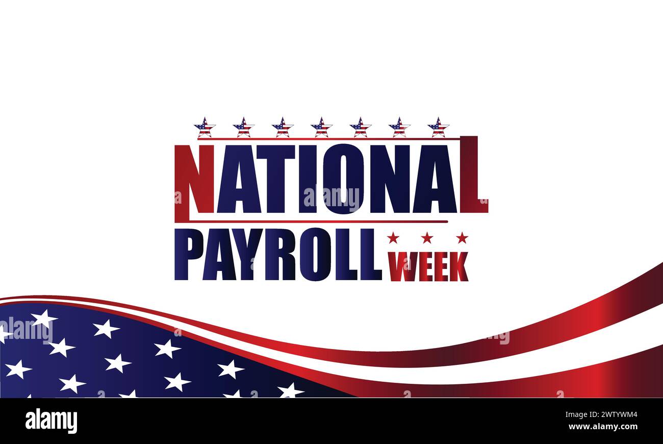 National Payroll Weektext mit Illustration der us-Flagge Stock Vektor