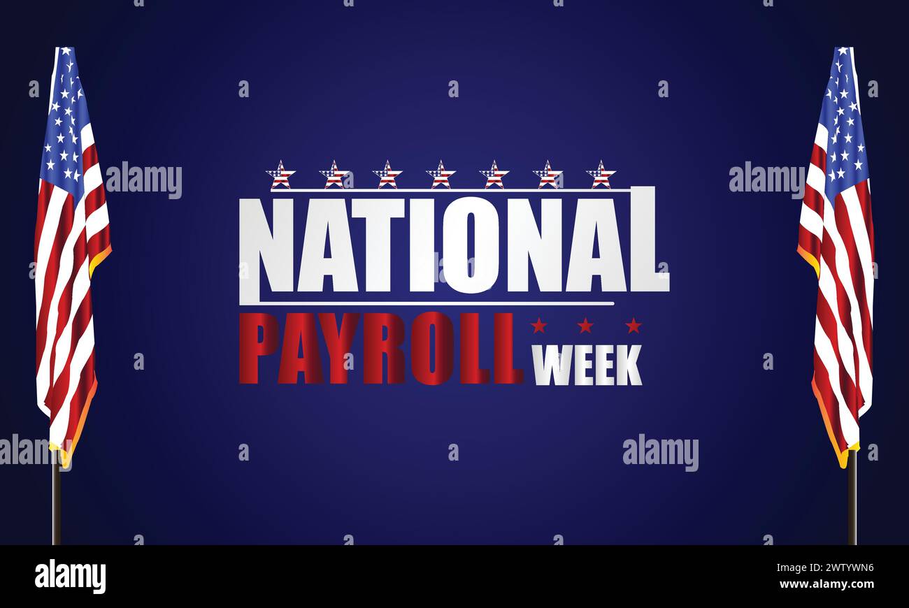 National Payroll Weektext mit Illustration der us-Flagge Stock Vektor