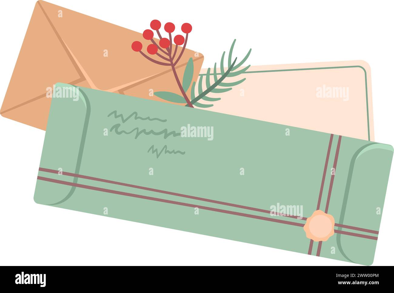 Erstellen Sie Papierumschläge. Niedliche Vintage-Buchstaben Stock Vektor