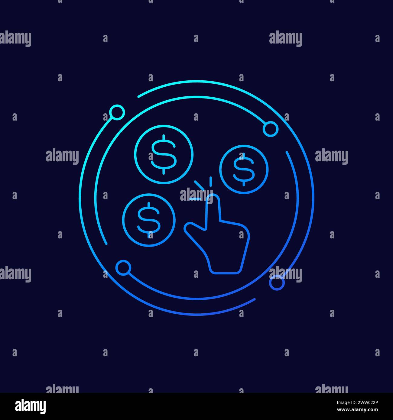 Kosten pro Klick, CPC-Symbol, lineares Design Stock Vektor