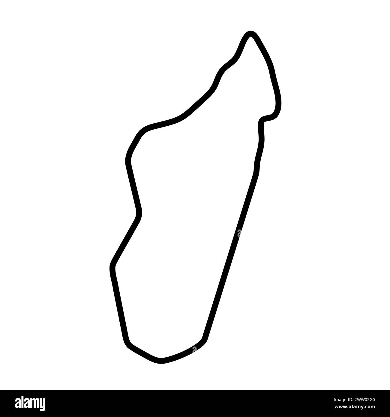 Vereinfachte Landkarte Madagaskar. Dicke schwarze Kontur. Einfaches Vektorsymbol Stock Vektor