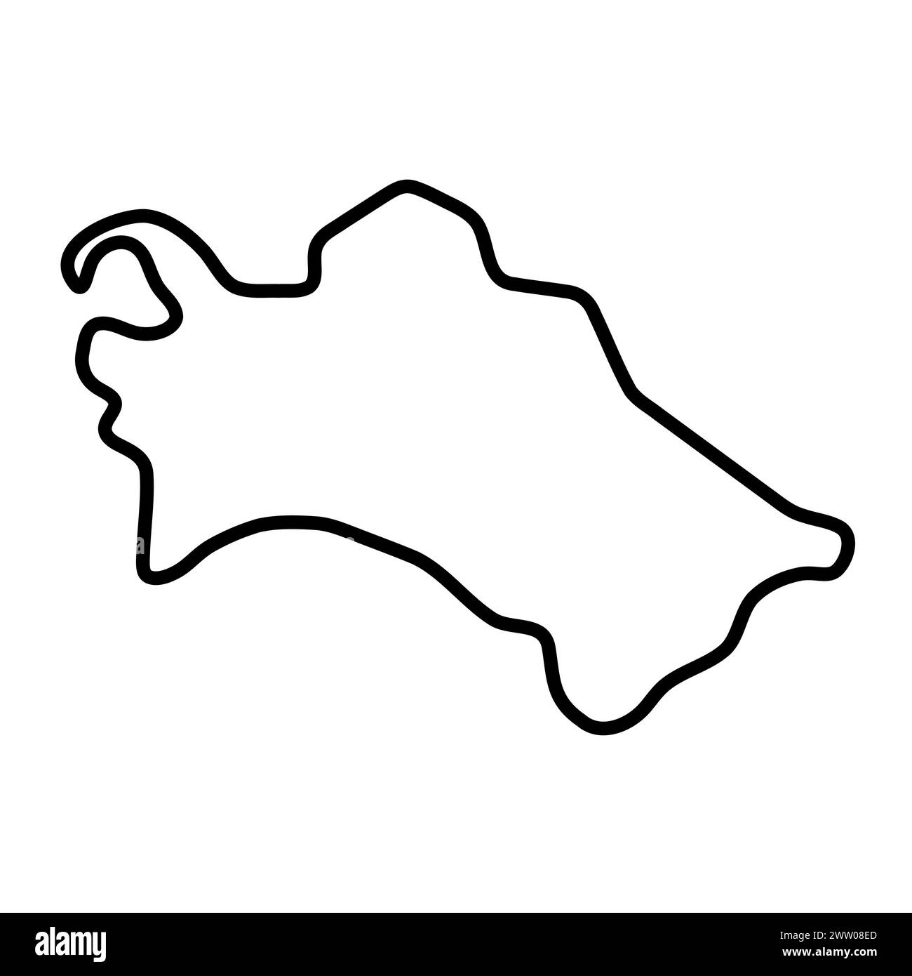 Vereinfachte Karte für Turkmenistan. Dicke schwarze Kontur. Einfaches Vektorsymbol Stock Vektor