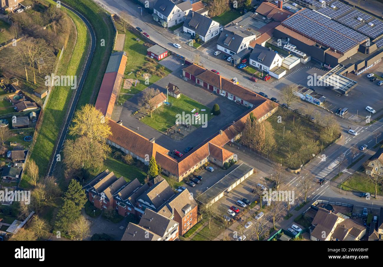 Luftbild, Alter Bauhof Herringen und Wohngebiet, Stadtbezirk Herringen, Hamm, Ruhrgebiet, Nordrhein-Westfalen, Deutschland ACHTUNGxMINDESTHONORARx60xEURO *** Luftaufnahme, Alter Bauhof Herringen und Wohngebiet, Bezirk Herringen, Hamm, Ruhrgebiet, Nordrhein-Westfalen, Deutschland ATTENTIONxMINDESTHONORARx60xEURO Stockfoto