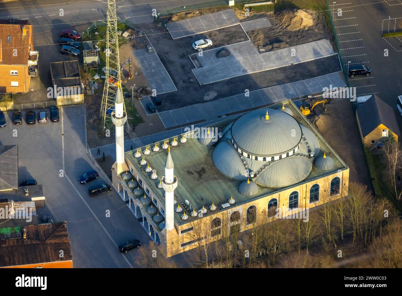 Luftbild, DITIB Ulu Camii Moschee, Zechenweg, Stadtbezirk Herringen, Hamm, Ruhrgebiet, Nordrhein-Westfalen, Deutschland ACHTUNGxMINDESTHONORARx60xEURO *** Luftaufnahme, DITIB Ulu Camii Moschee, Zechenweg, Herringen Bezirk, Hamm, Ruhrgebiet, Nordrhein-Westfalen, Deutschland ATTENTIONxMINDESTHONORARx60xEURO Stockfoto