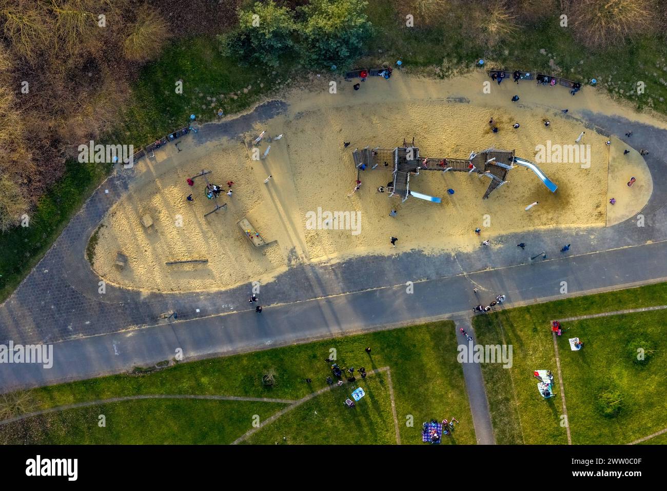 Luftbild, Spielplatz im Lippepark, Stadtbezirk Herringen, Hamm, Ruhrgebiet, Nordrhein-Westfalen, Deutschland ACHTUNGxMINDESTHONORARx60xEURO *** Luftaufnahme, Spielplatz im Lippepark, Bezirk Herringen, Hamm, Ruhrgebiet, Nordrhein-Westfalen, Deutschland ATTENTIONxMINDESTHONORARx60xEURO Stockfoto