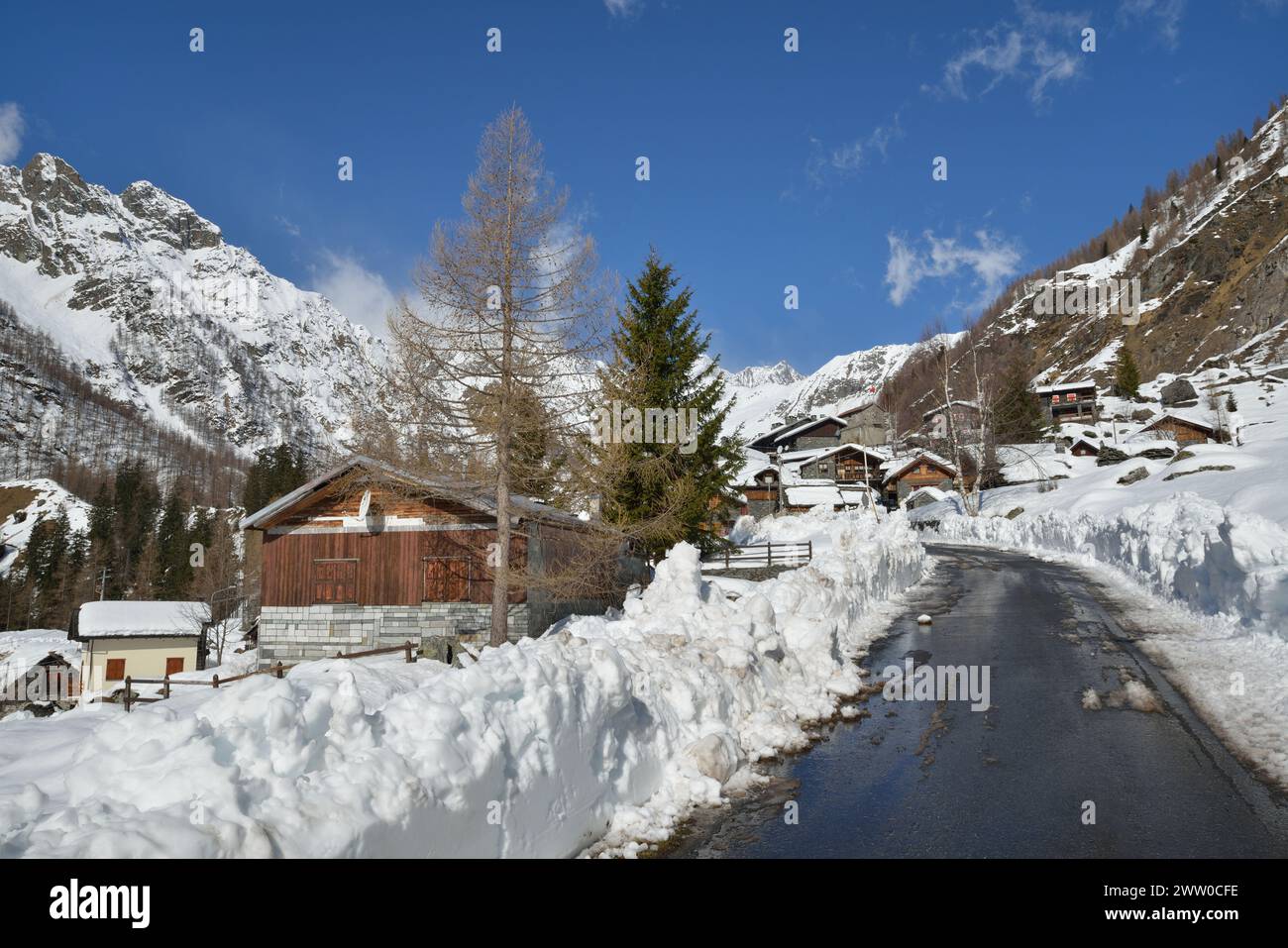 Alpe Cheggio, Wintersaison Verbano-Cusio-Ossola, Italien, Piemont Stockfoto