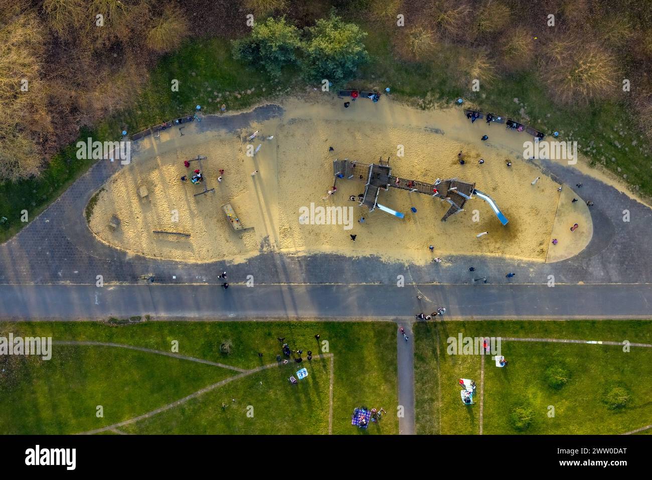 Luftbild, Spielplatz im Lippepark, Stadtbezirk Herringen, Hamm, Ruhrgebiet, Nordrhein-Westfalen, Deutschland ACHTUNGxMINDESTHONORARx60xEURO *** Luftaufnahme, Spielplatz im Lippepark, Bezirk Herringen, Hamm, Ruhrgebiet, Nordrhein-Westfalen, Deutschland ATTENTIONxMINDESTHONORARx60xEURO Stockfoto