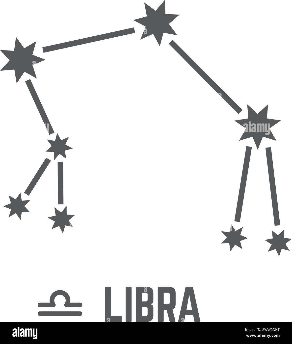 Schwarzes Schild Libra. Horoskop-Konstellation. Esoterisches Sternsymbol Stock Vektor