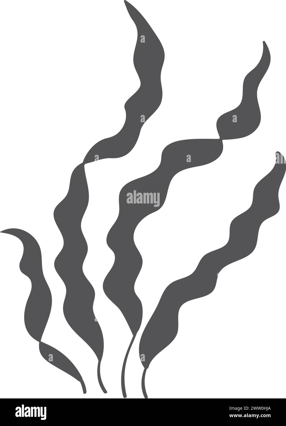 Symbol für Unterwassertang. Schwarze Silhouette der Meerespflanze Stock Vektor