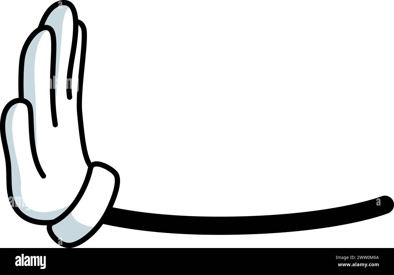 Handbewegung stoppen. Comic-Handfläche im Retro-Stil Stock Vektor