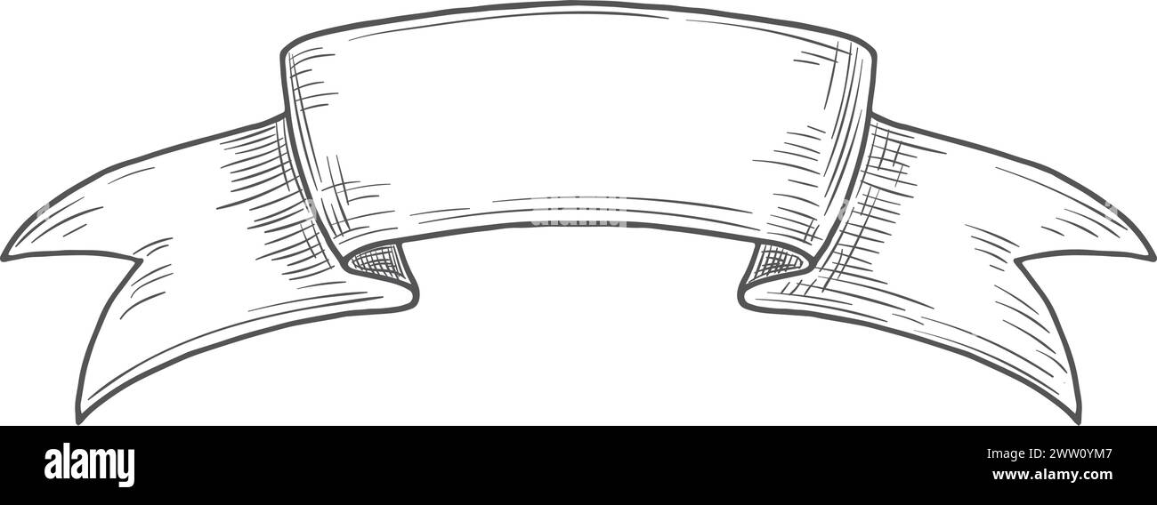 Mittelalterliche Gravur Bandflagge. Dekorative Bannervorlage Stock Vektor