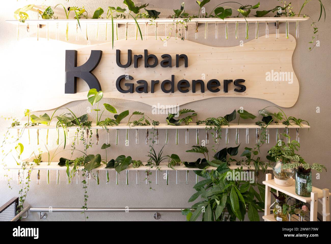 München, Deutschland. März 2024. Laden bei der Eröffnung des Future Retail Store Urban Gardeners by Kiefl in der Stadthalle in München, Deutschland am 20. März 2024. (Foto: Alexander Pohl/SIPA USA) Credit: SIPA USA/Alamy Live News Stockfoto