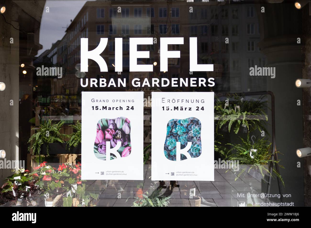 München, Deutschland. März 2024. Laden bei der Eröffnung des Future Retail Store Urban Gardeners by Kiefl in der Stadthalle in München, Deutschland am 20. März 2024. (Foto: Alexander Pohl/SIPA USA) Credit: SIPA USA/Alamy Live News Stockfoto