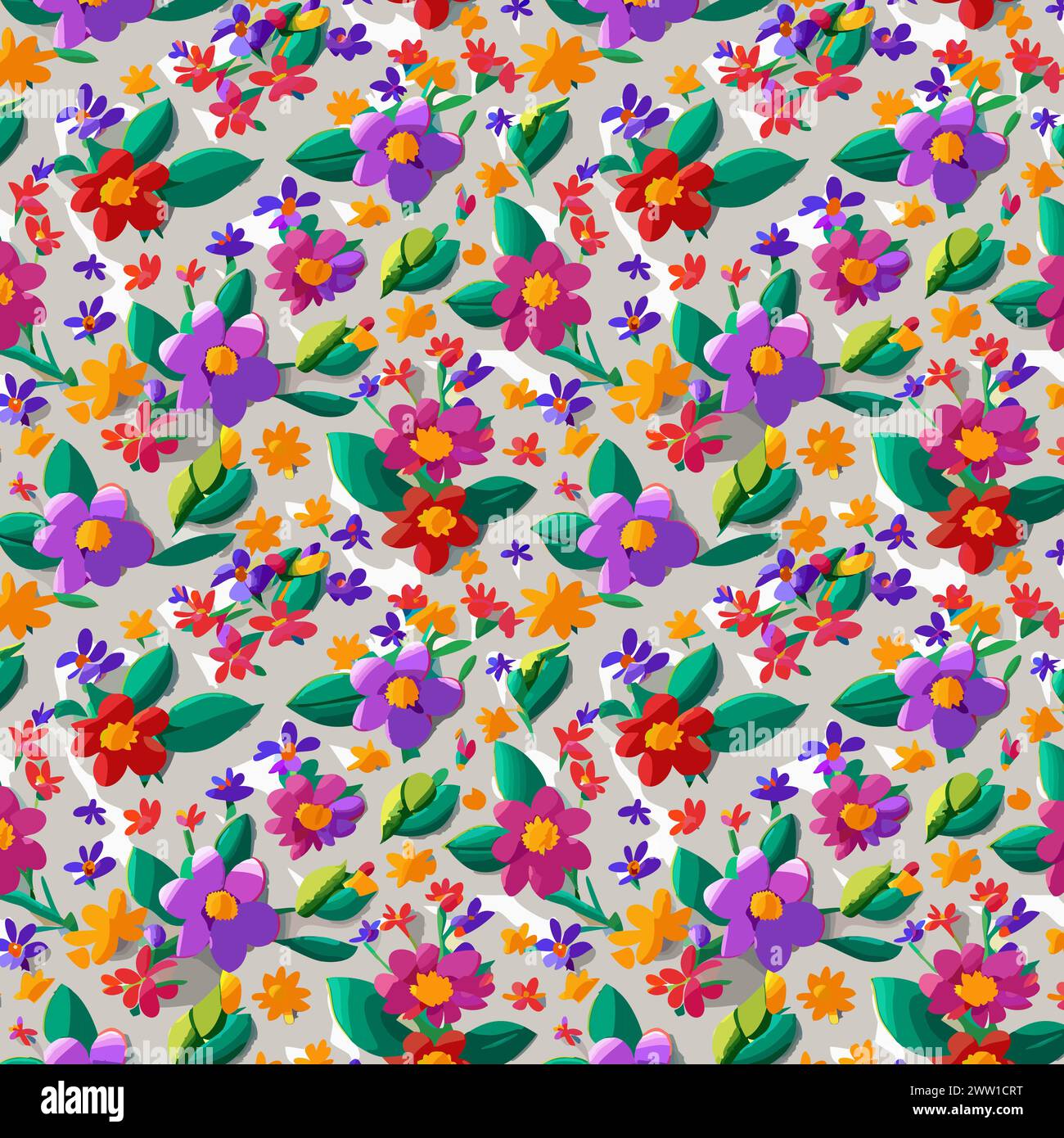 Blumenmuster mit Blättern. Blumensträuße Blumenkompositionen. Blumenmuster. Stock Vektor