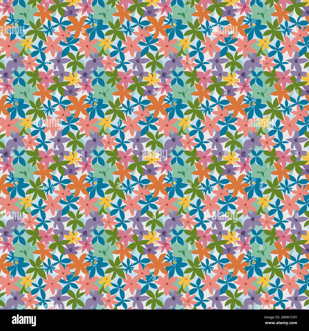 Blumenmuster mit Blättern. Blumensträuße Blumenkompositionen. Blumenmuster. Stock Vektor