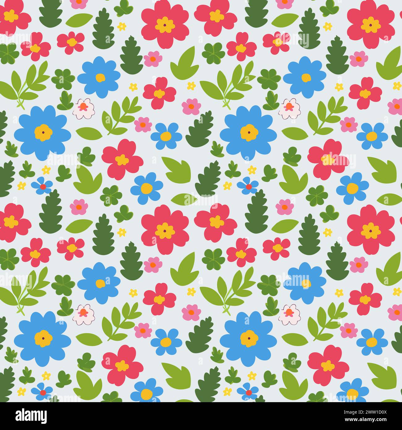 Blumenmuster mit Blättern. Blumensträuße Blumenkompositionen. Blumenmuster. Stock Vektor