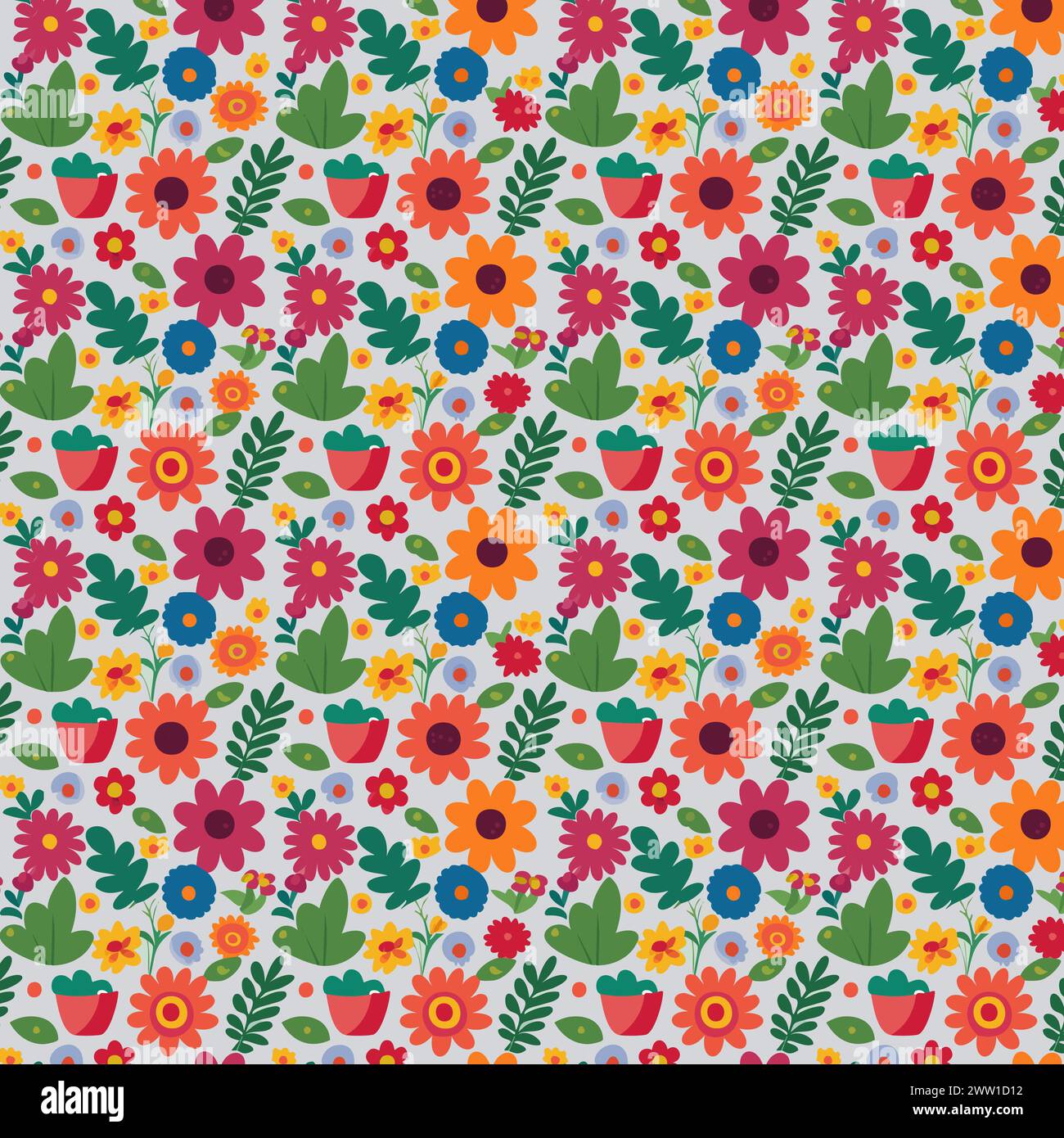 Blumenmuster mit Blättern. Blumensträuße Blumenkompositionen. Blumenmuster. Stock Vektor