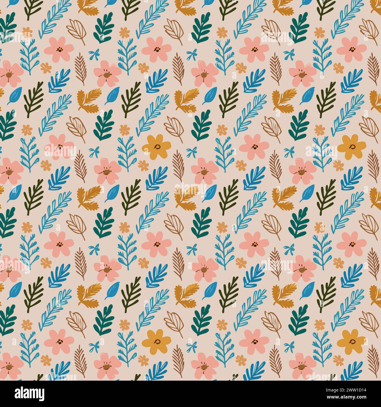 Blumenmuster mit Blättern. Blumensträuße Blumenkompositionen. Blumenmuster. Stock Vektor