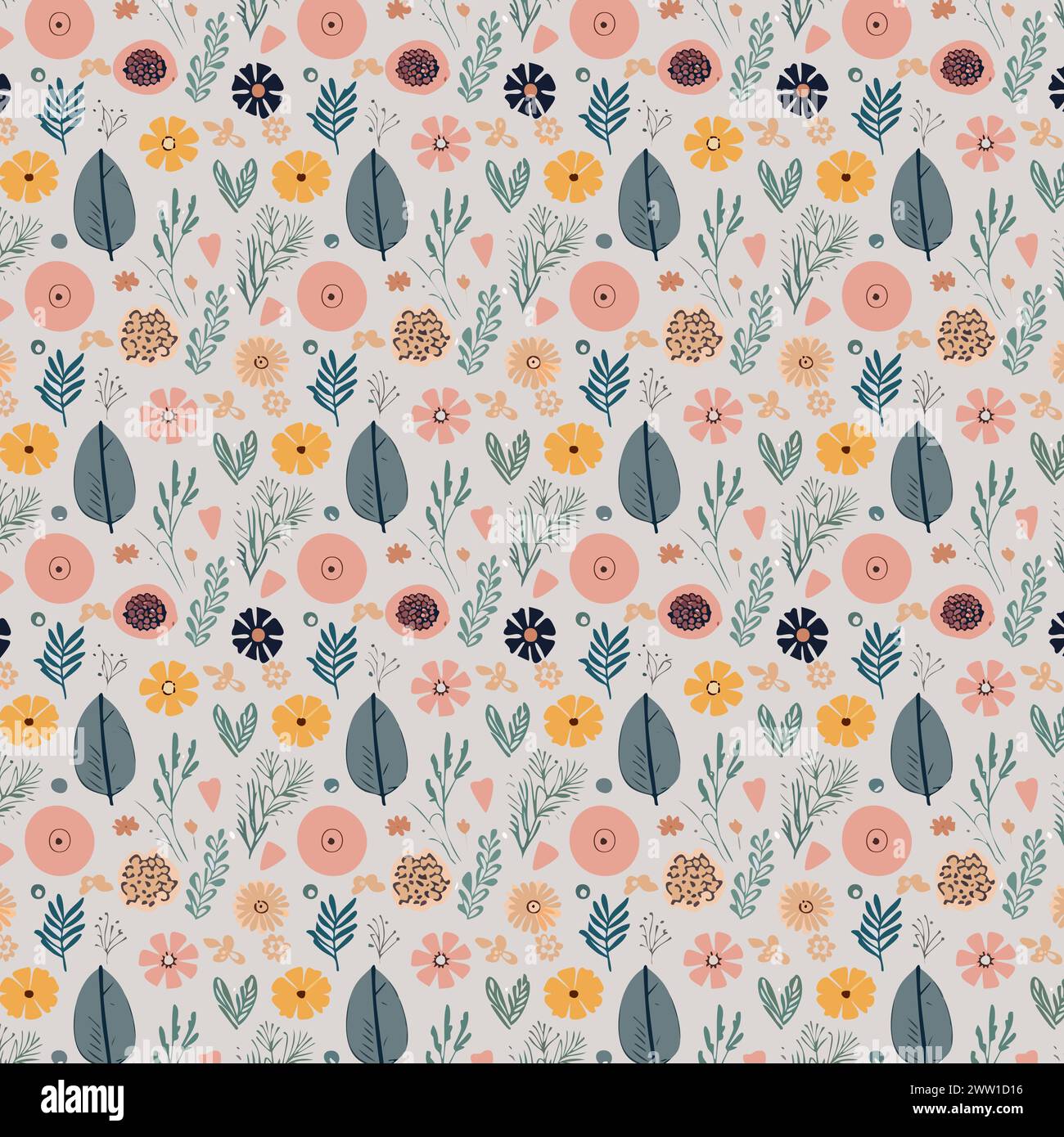 Blumenmuster mit Blättern. Blumensträuße Blumenkompositionen. Blumenmuster. Stock Vektor