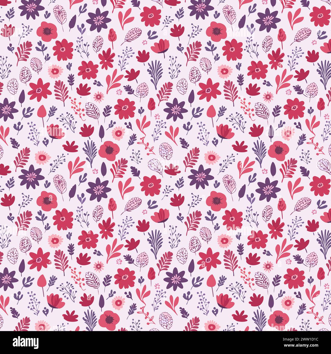 Blumenmuster mit Blättern. Blumensträuße Blumenkompositionen. Blumenmuster. Stock Vektor