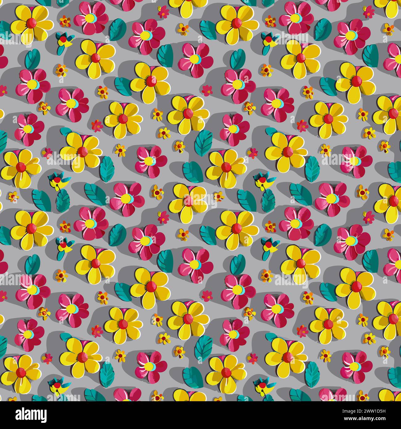 Blumenmuster mit Blättern. Blumensträuße Blumenkompositionen. Blumenmuster. Stock Vektor