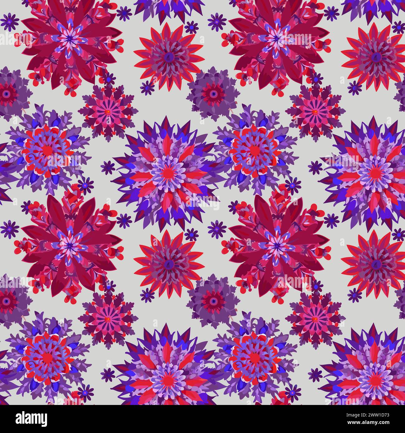 Blumenmuster mit Blättern. Blumensträuße Blumenkompositionen. Blumenmuster. Stock Vektor