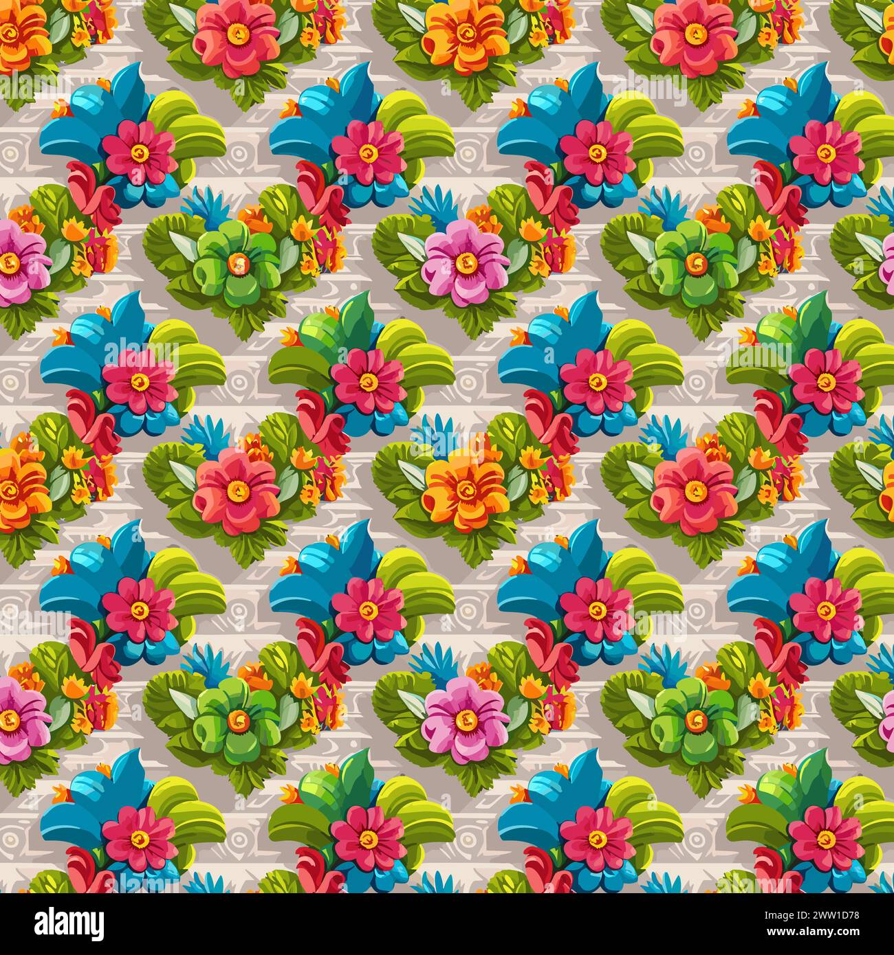 Blumenmuster mit Blättern. Blumensträuße Blumenkompositionen. Blumenmuster. Stock Vektor