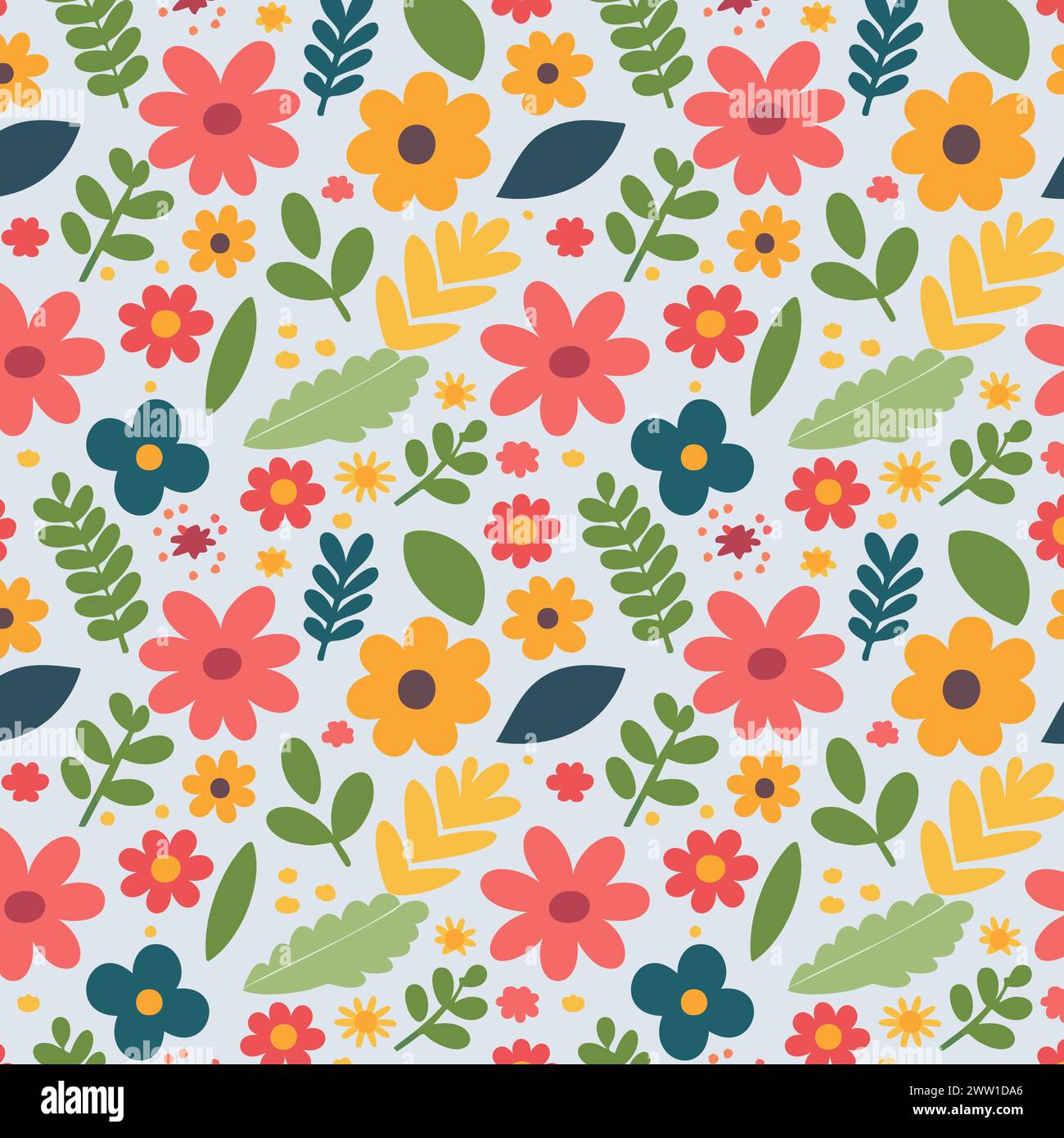 Blumenmuster mit Blättern. Blumensträuße Blumenkompositionen. Blumenmuster. Stock Vektor