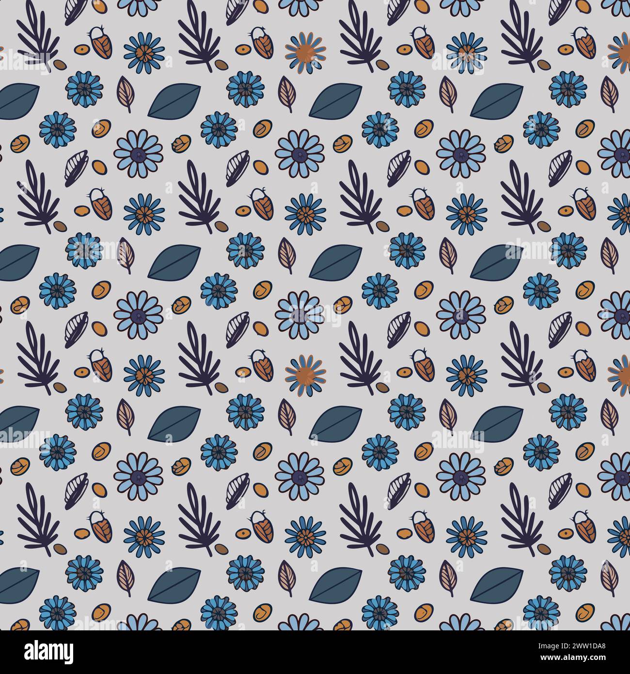 Blumenmuster mit Blättern. Blumensträuße Blumenkompositionen. Blumenmuster. Stock Vektor