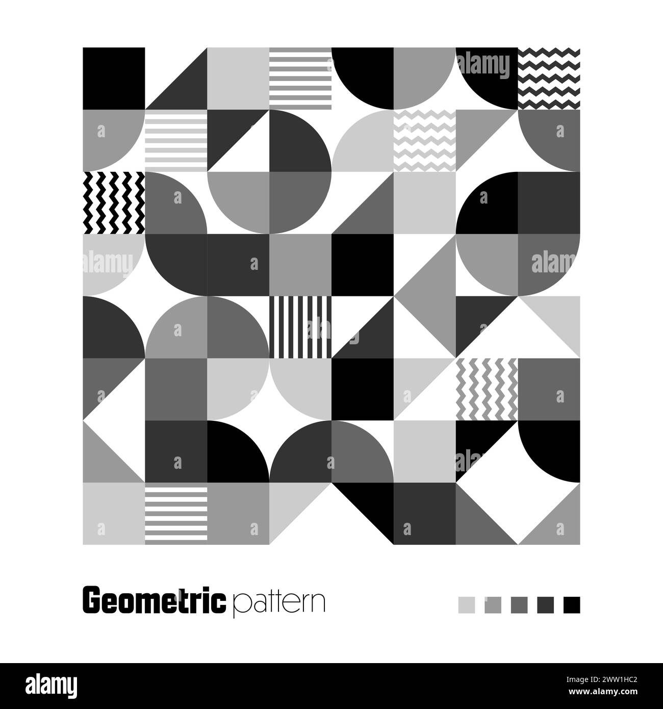 Geometrisches trendiges Muster. Moderner Hintergrund mit einfachen Elementen. Retro-Textur mit grundlegenden geometrischen Formen. Druckdesign, minimalistischer Postereinband Stock Vektor