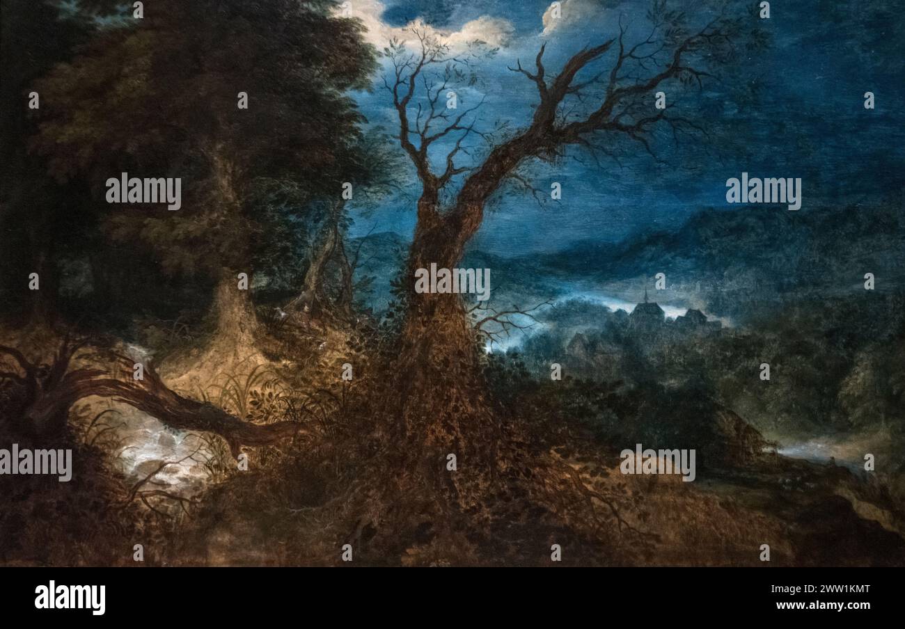 „Abraham Govaerts“: „Berglandschaft mit Fluss“ (1. Viertel des 17. Jahrhunderts) Stockfoto
