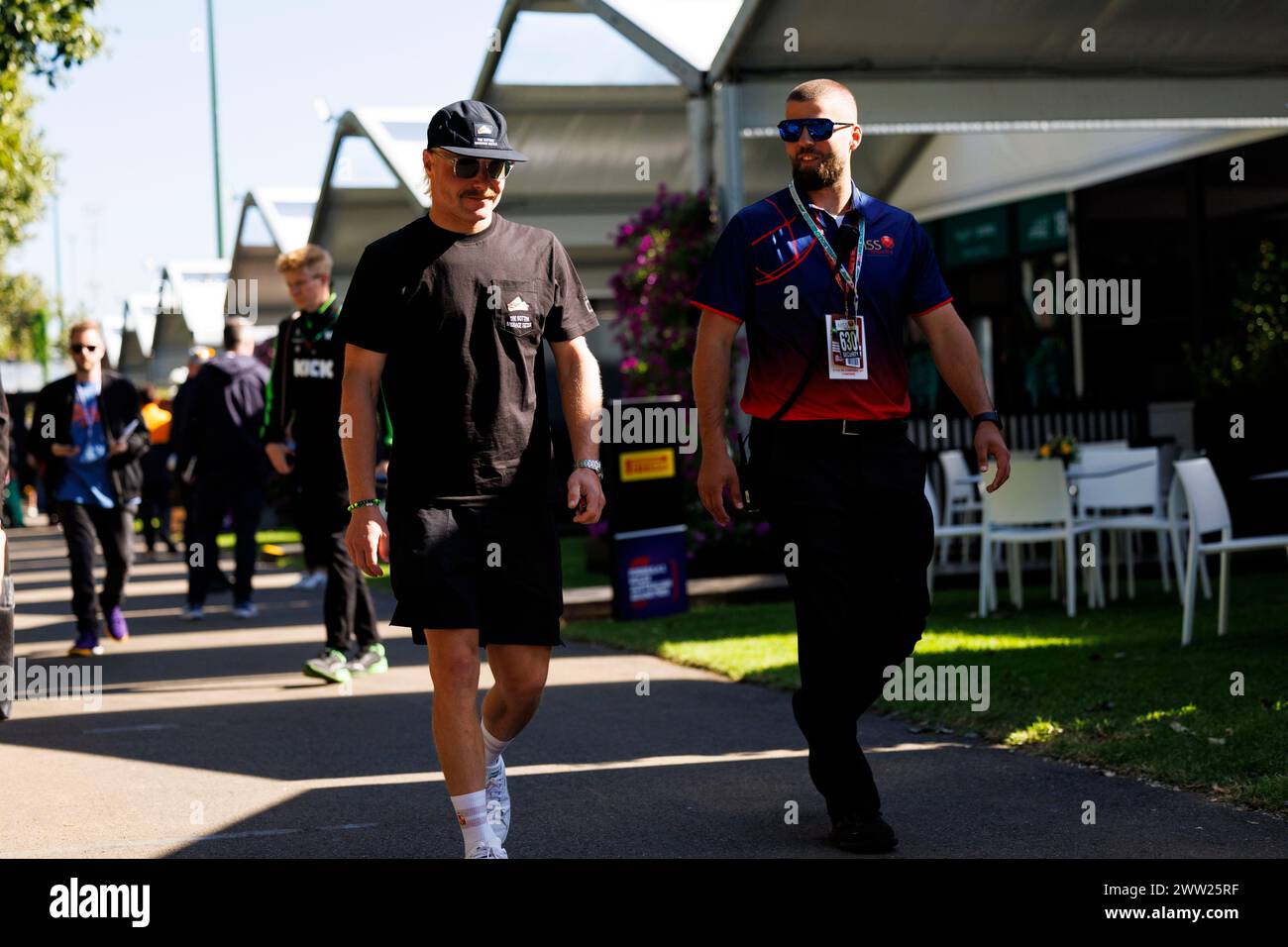 21. März 2024: Melbourne Grand Prix Circuit, Melbourne, Victoria, Australien; Australian Formula 1 Grand Prix: Ankunft und Inspektionstag: Nummer 77 für sauber-Fahrer Valtteri Bottas bei der australischen Formel 1 Stockfoto