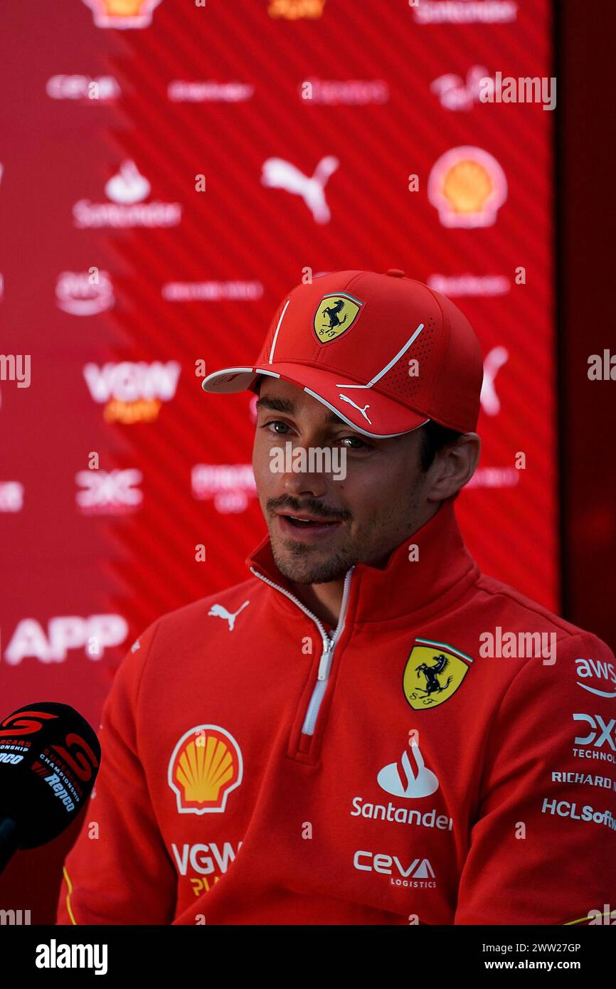 Melbourne, Australien. März 2024. 21.03.2024, Albert Park Circuit, Melbourne, FORMEL 1 ROLEX AUSTRALIAN GRAND PRIX 2024, im Bild Charles Leclerc (MCO), Scuderia Ferrari Credit: dpa/Alamy Live News Stockfoto