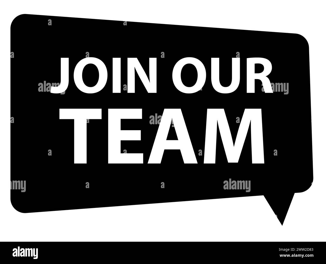 Treten Sie unserem Team bei. Schließen Sie sich unseren Teambeschriftungen mit abstraktem Rahmenzeichen an. Treten Sie unserem Team bei Banner-Symbol bei. Flacher STYLE. Stockfoto