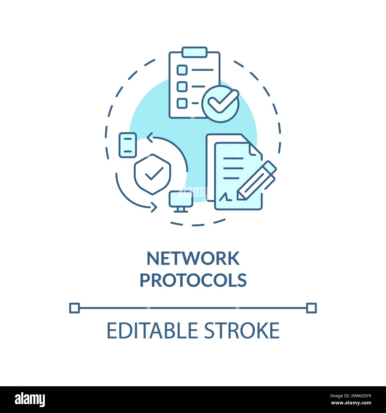Symbol „Netzwerkprotokolle“, blau, Konzept Stock Vektor