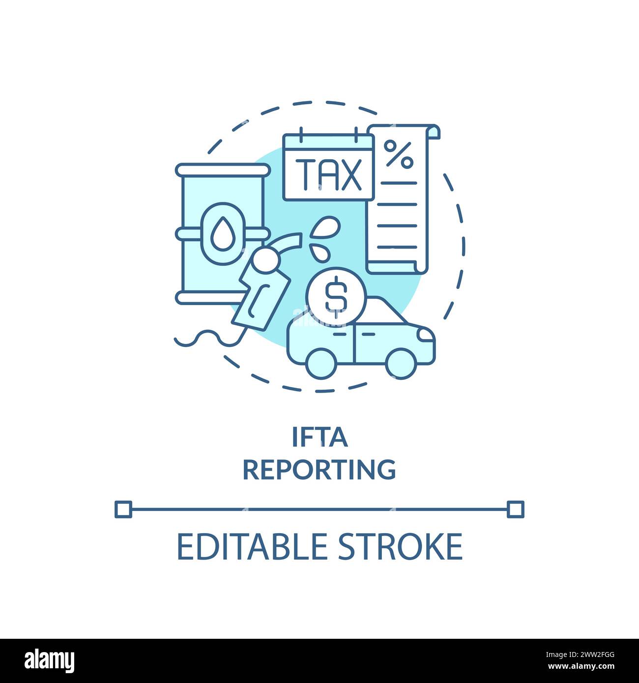 IFTA-Reporting-Symbol in sanftem Blau Stock Vektor